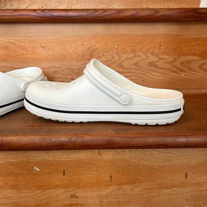 Crocs Classic Clog White Black Stripe Unisex Comfort Shoes Size M7 W9 Preowned