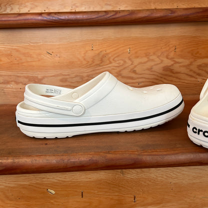 Crocs Classic Clog White Black Stripe Unisex Comfort Shoes Size M7 W9 Preowned