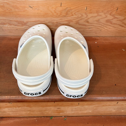 Crocs Classic Clog White Black Stripe Unisex Comfort Shoes Size M7 W9 Preowned