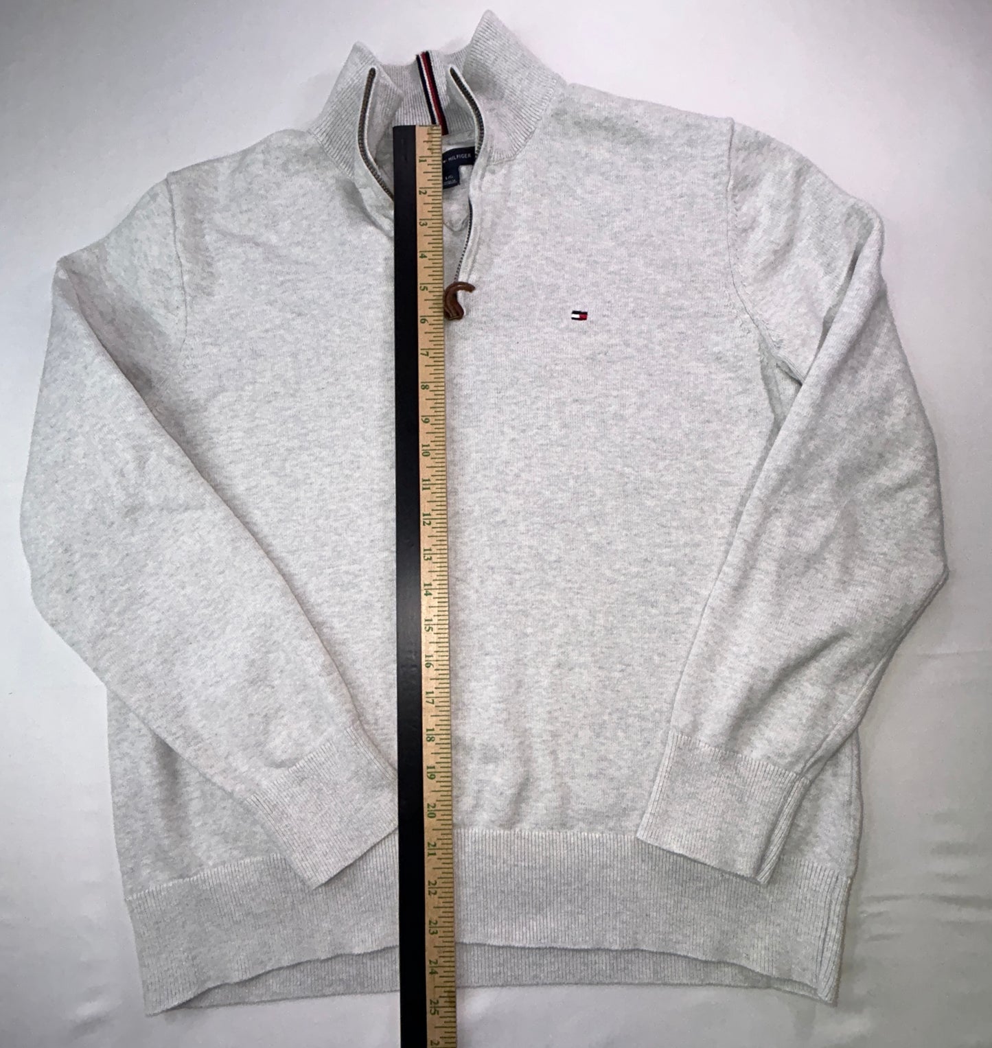 Tommy Hilfiger Quarter Zip Sweater Women's Large Ivory Knit Pullover