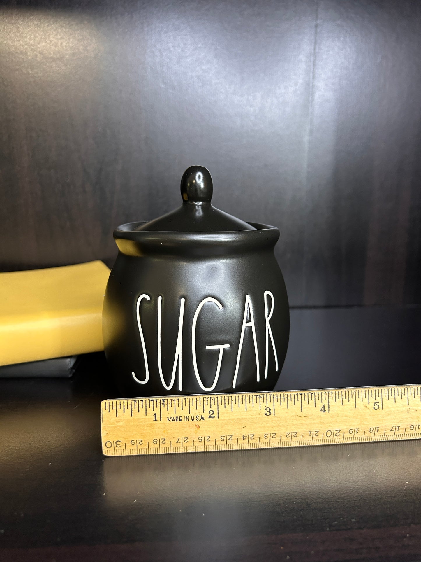 Rae Dunn SUGAR Canister with Lid - Matte Black Farmhouse Kitchen Storage