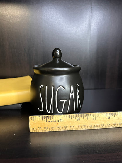 Rae Dunn SUGAR Canister with Lid - Matte Black Farmhouse Kitchen Storage
