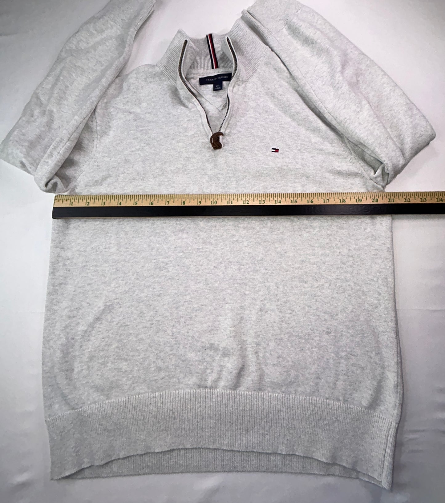 Tommy Hilfiger Quarter Zip Sweater Women's Large Ivory Knit Pullover