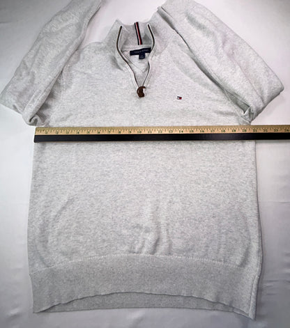 Tommy Hilfiger Quarter Zip Sweater Women's Large Ivory Knit Pullover