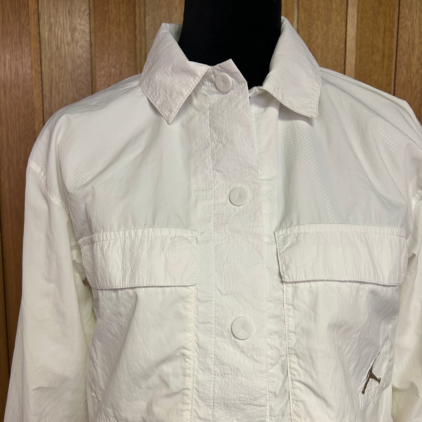Nike Jordan Flight Windbreaker Jacket White Youth Large Jumpman Snap Front