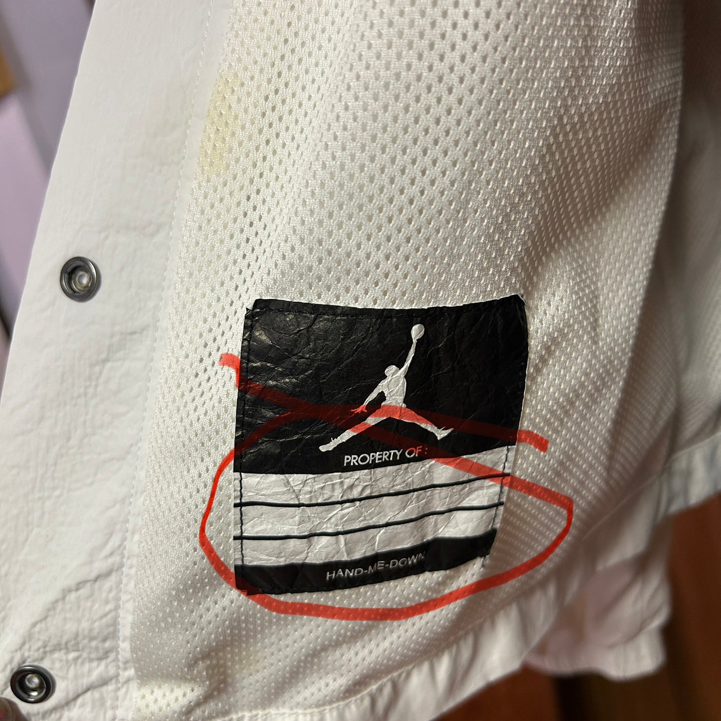 Nike Jordan Flight Windbreaker Jacket White Youth Large Jumpman Snap Front