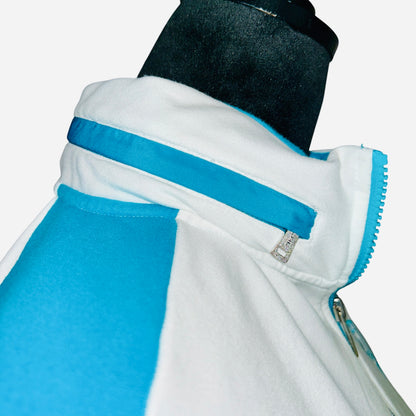 Lauren Ralph Lauren Active Jacket Womens 1X White Blue Full Zip Mock Neck Athletic