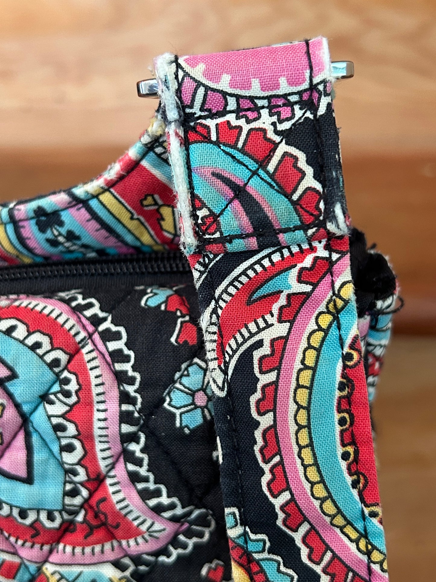 Vera Bradley Paisley Crossbody Messenger Bag Quilted Cotton Pink Blue Black