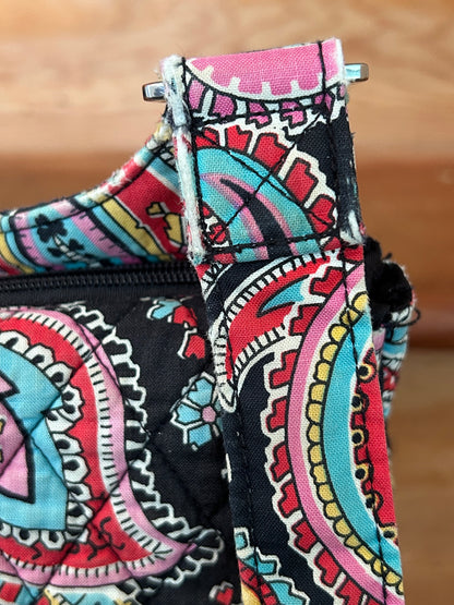 Vera Bradley Paisley Crossbody Messenger Bag Quilted Cotton Pink Blue Black