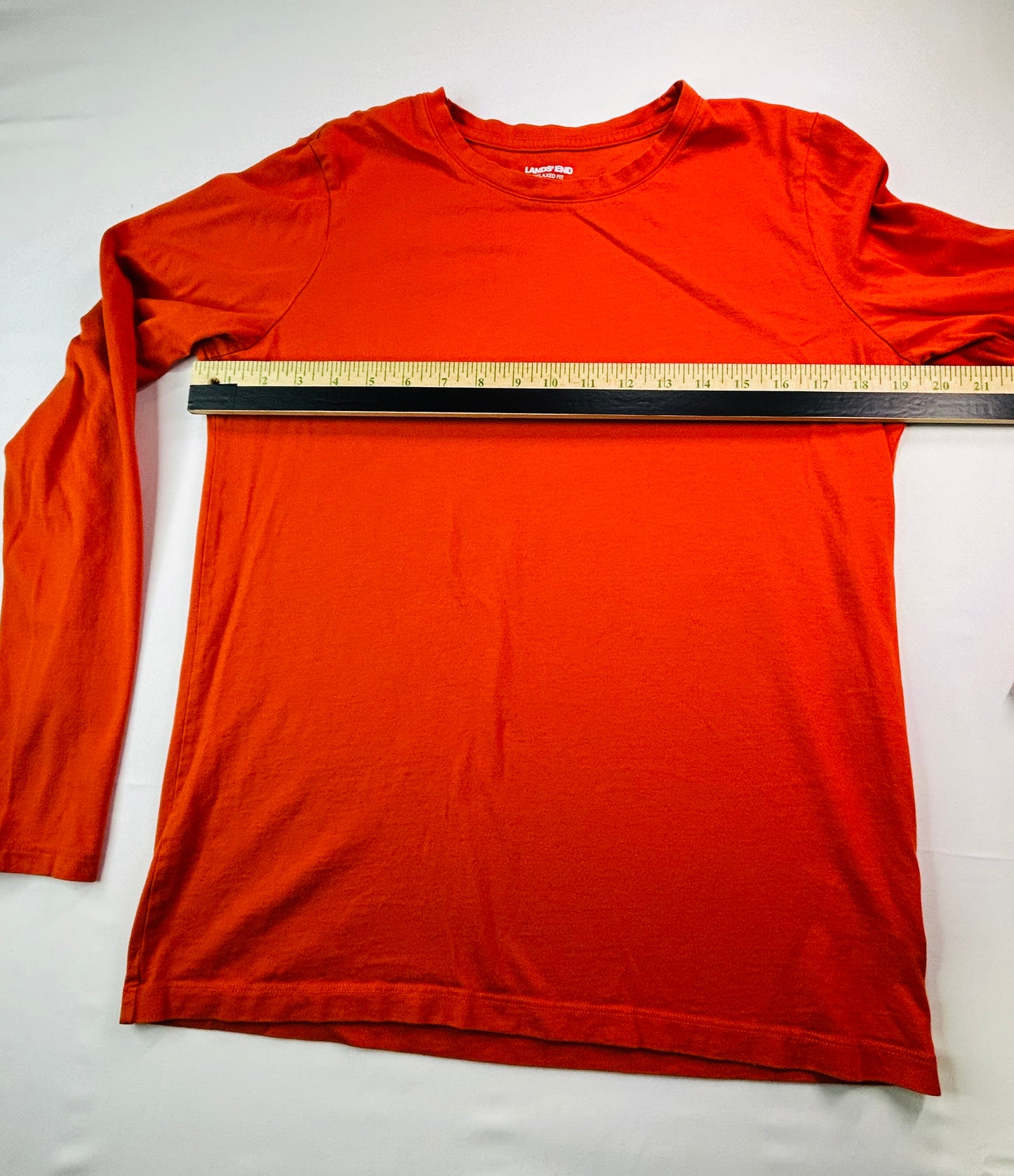Lands' End Relaxed Fit Long Sleeve T Shirt Orange Women's Small