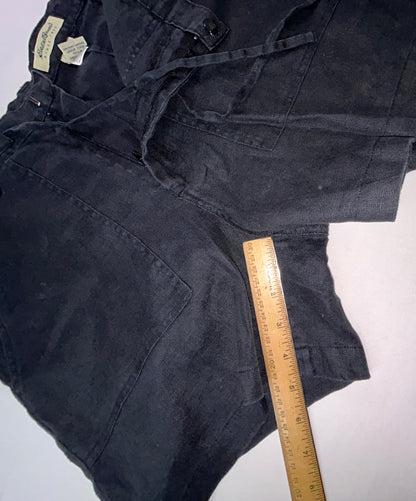 Eddie Bauer 100% Linen Shorts Women's Size 10 Black Drawstring Casual