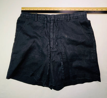 Eddie Bauer 100% Linen Shorts Women's Size 10 Black Drawstring Casual