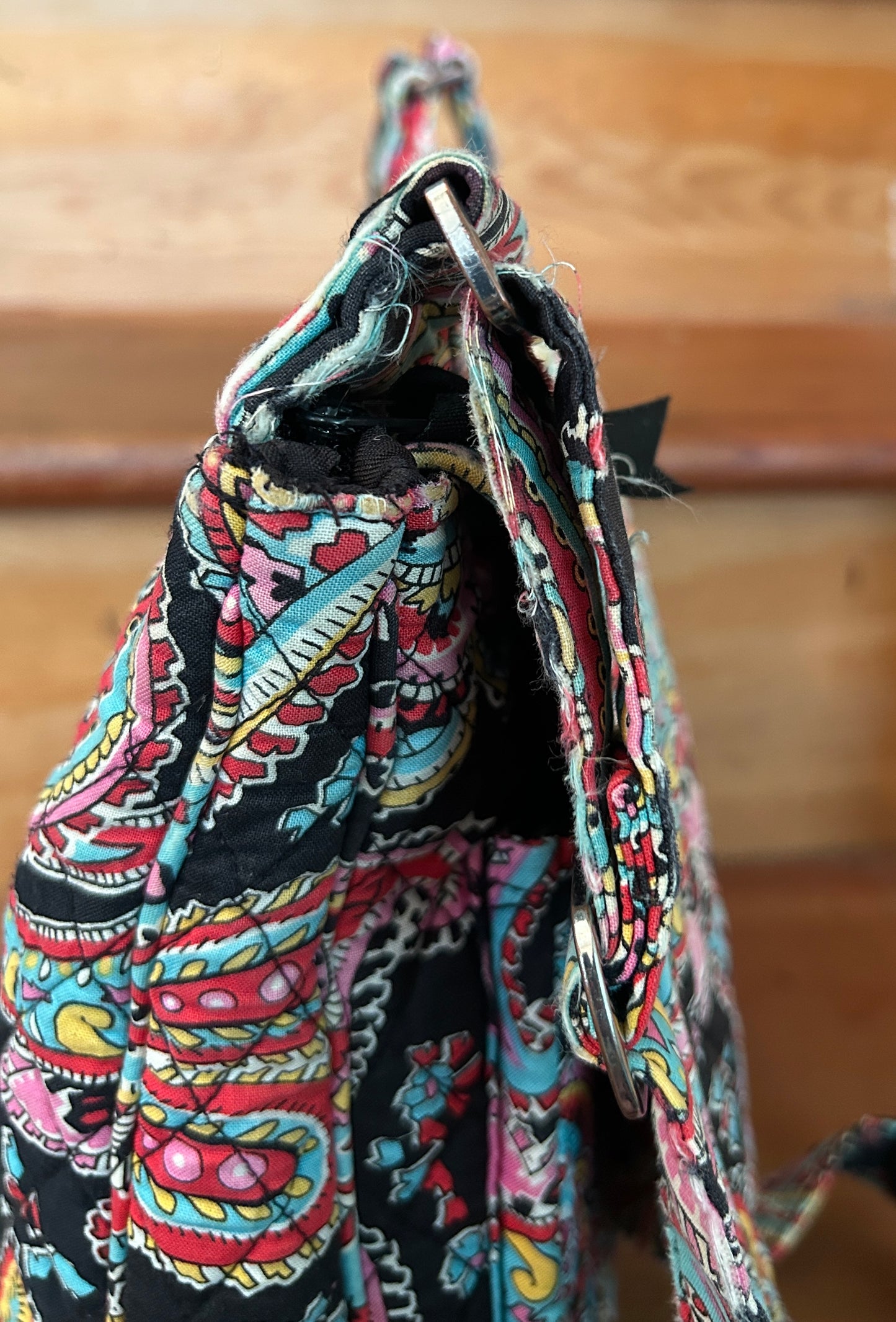 Vera Bradley Paisley Crossbody Messenger Bag Quilted Cotton Pink Blue Black