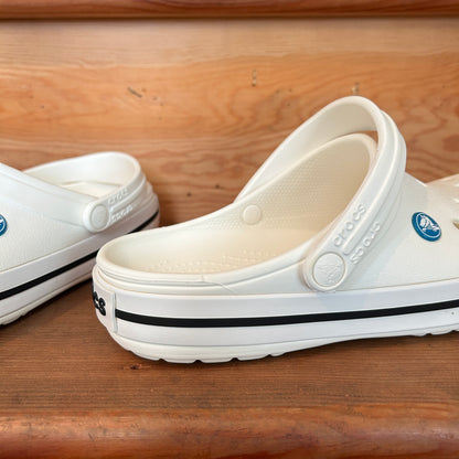 Crocs Classic Clog White Black Stripe Unisex Comfort Shoes Size M7 W9 Preowned