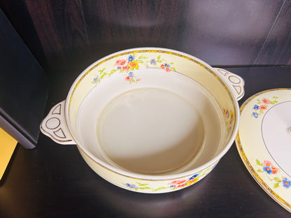 Vintage Johnson Bros Covered Dish Floral Pattern with Gold Trim Pareek England
