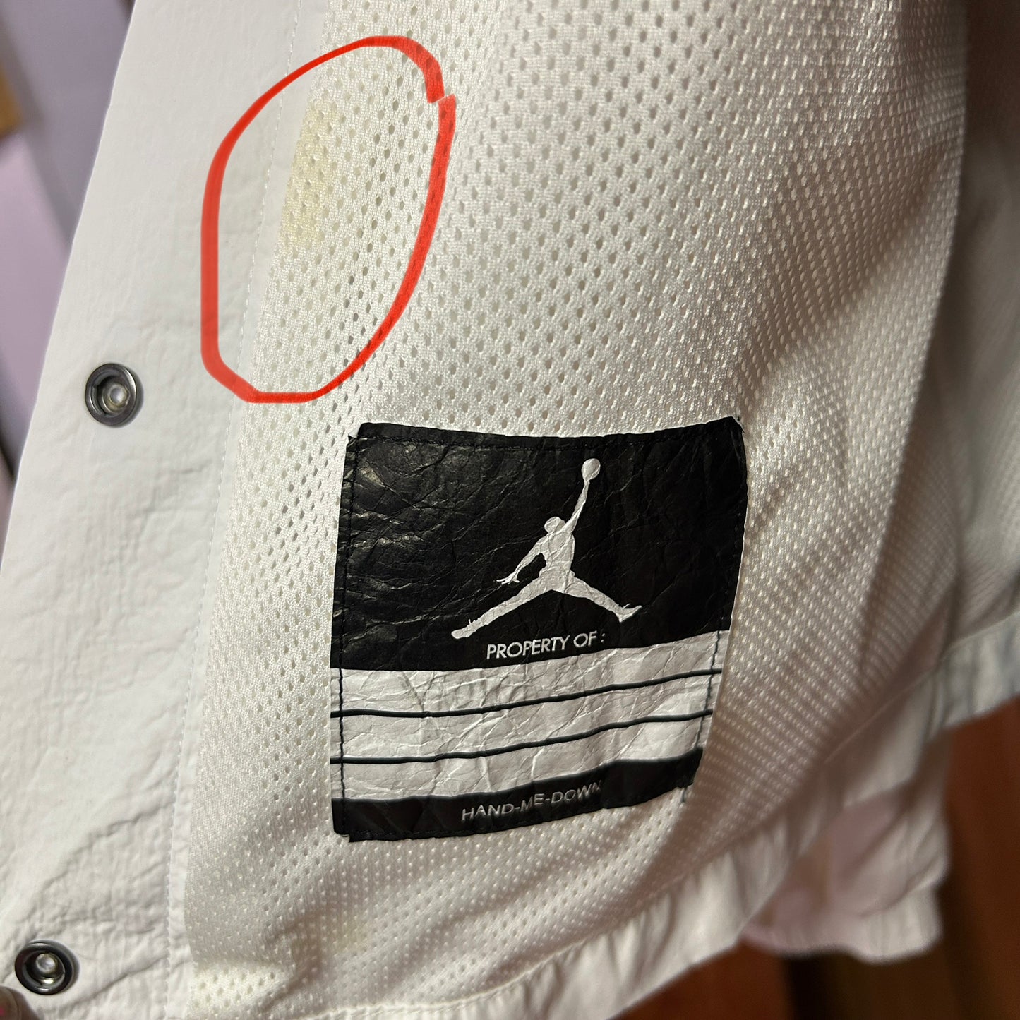 Nike Jordan Flight Windbreaker Jacket White Youth Large Jumpman Snap Front
