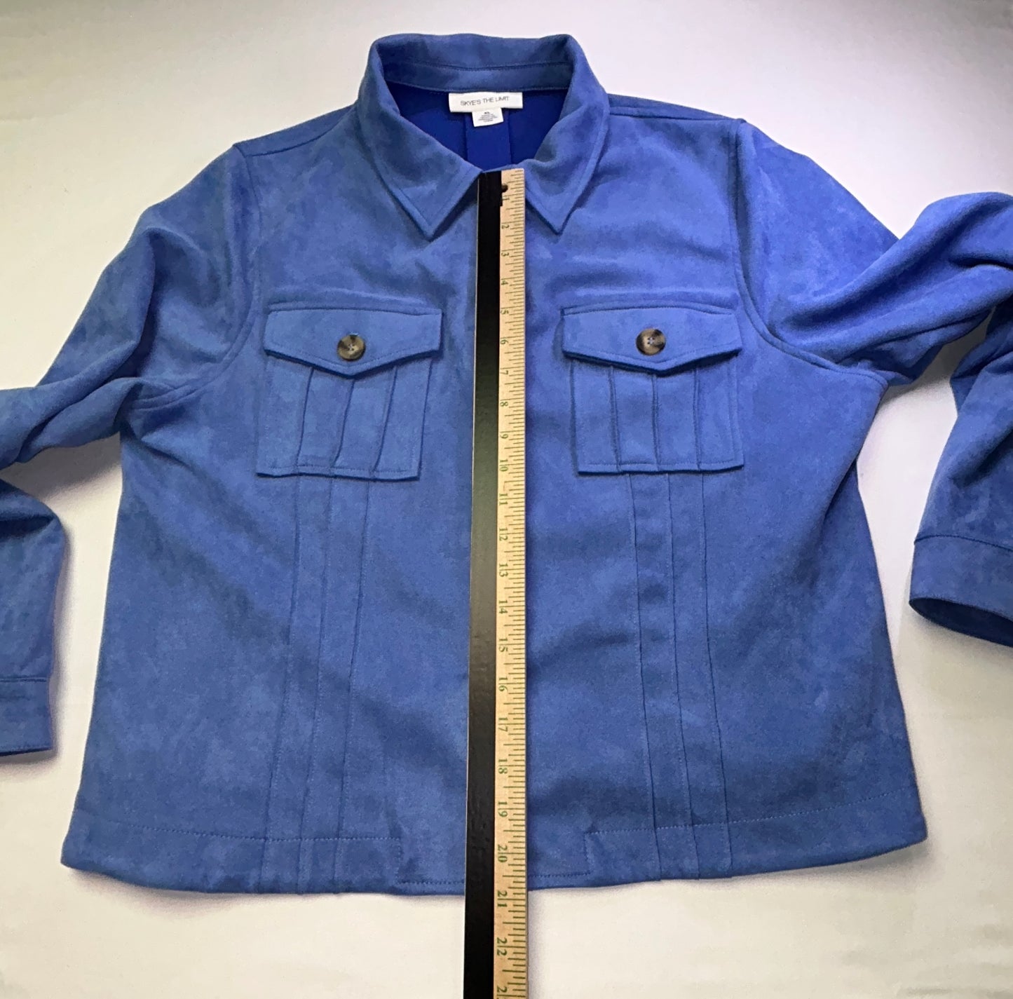Skye's The Limit Women's XL Blue Faux Suede Button Front Jacket
