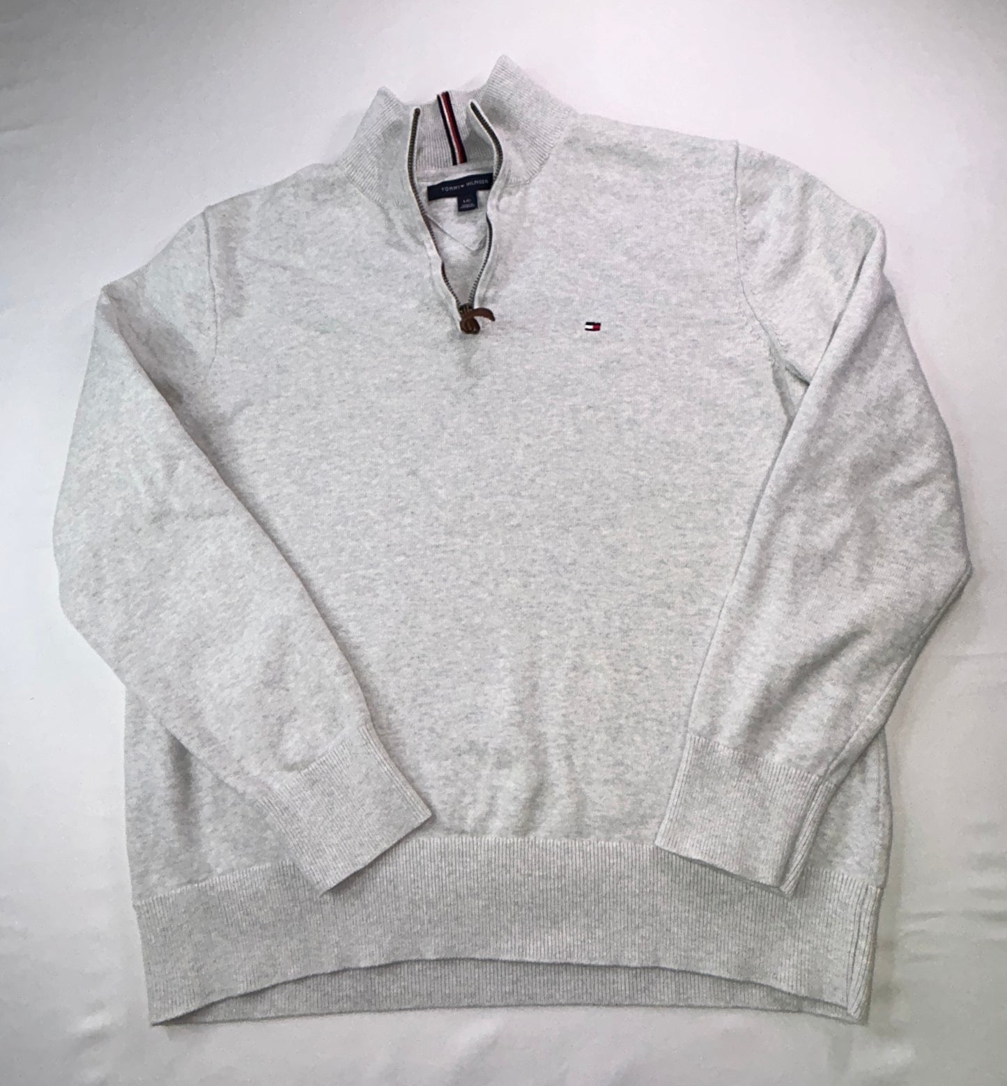 Tommy Hilfiger Quarter Zip Sweater Women's Large Ivory Knit Pullover