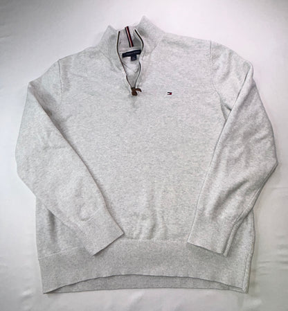 Tommy Hilfiger Quarter Zip Sweater Women's Large Ivory Knit Pullover