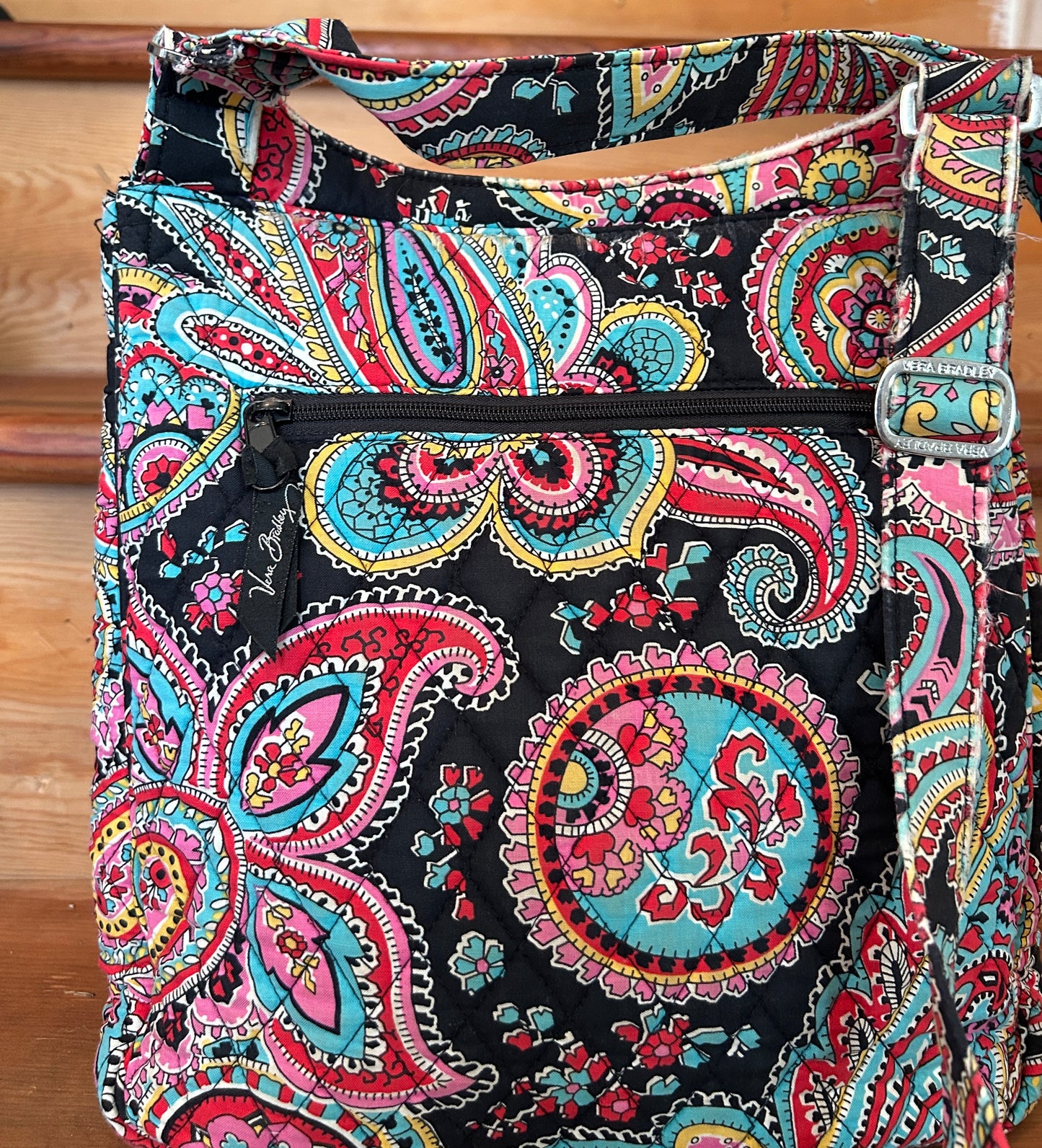Vera Bradley Paisley Crossbody Messenger Bag Quilted Cotton Pink Blue Black