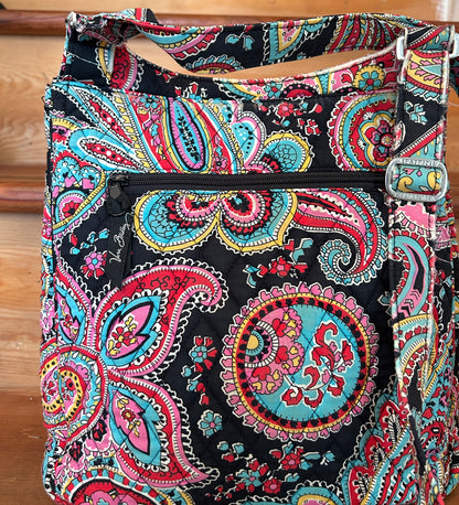 Vera Bradley Paisley Crossbody Messenger Bag Quilted Cotton Pink Blue Black