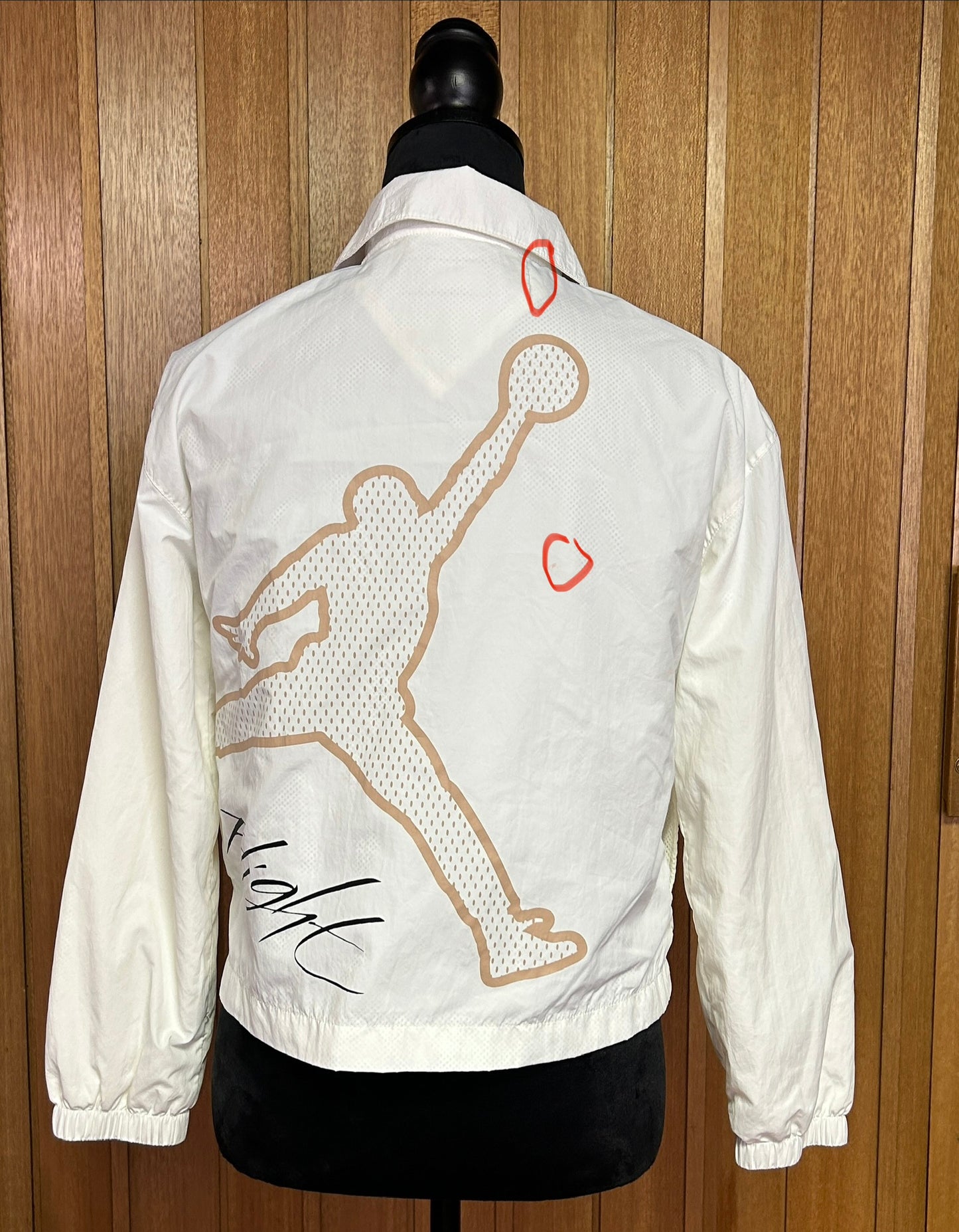 Nike Jordan Flight Windbreaker Jacket White Youth Large Jumpman Snap Front