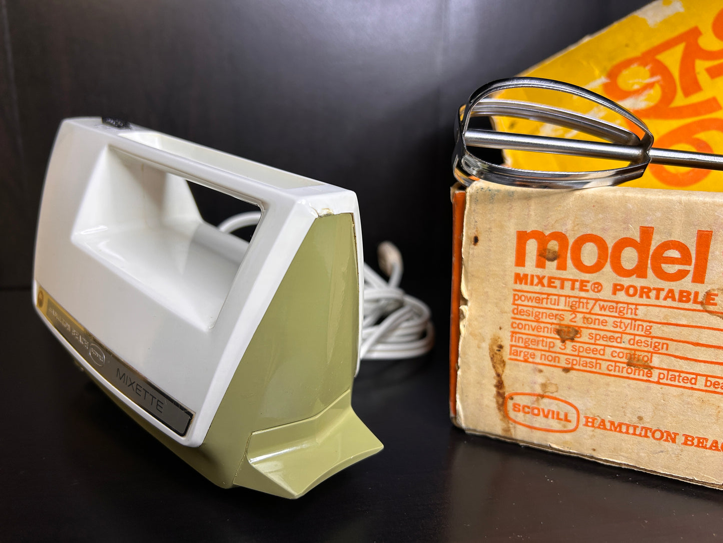 Vintage Hamilton Beach Model 97 Mixette Hand Mixer with Box & Manual – Working 1970 Kitchen Appliance
