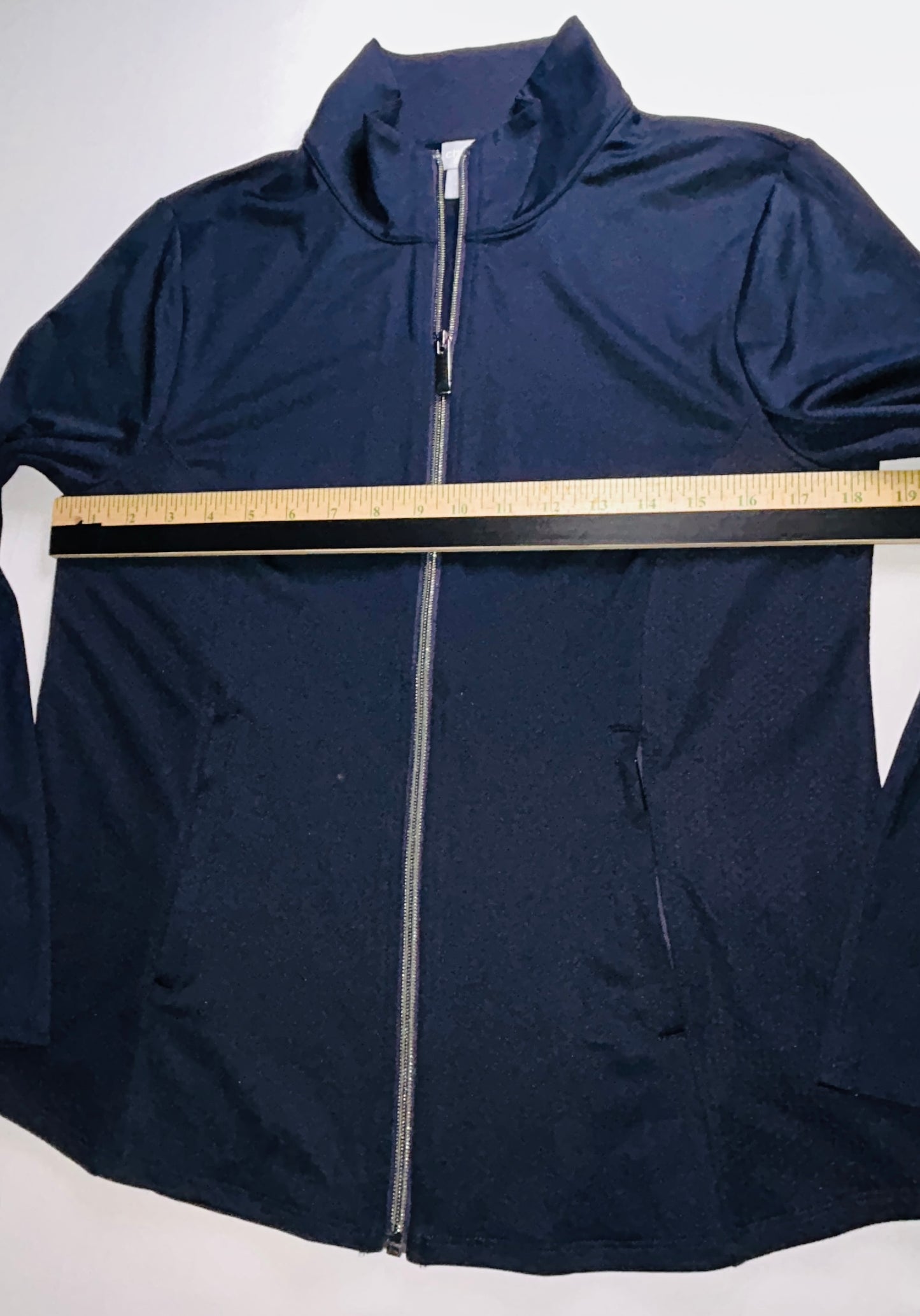 Chico's Zenergy Jacket Size 8 Navy Full Zip Athletic Travel Jacket