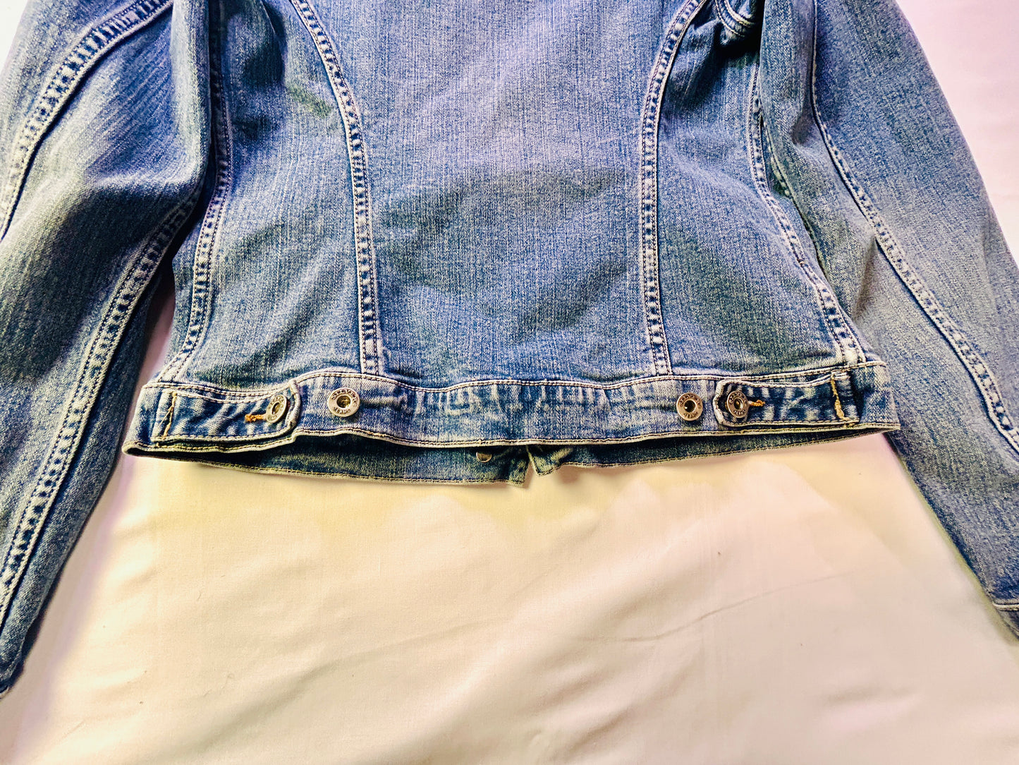 Denim Jacket Women’s Medium Light Wash Silver Jean Jacket Size