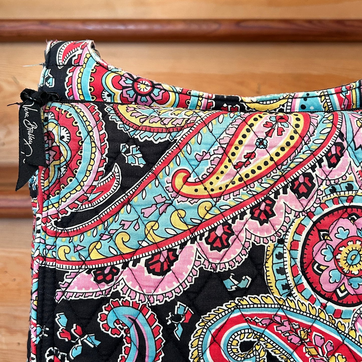 Vera Bradley Paisley Crossbody Messenger Bag Quilted Cotton Pink Blue Black