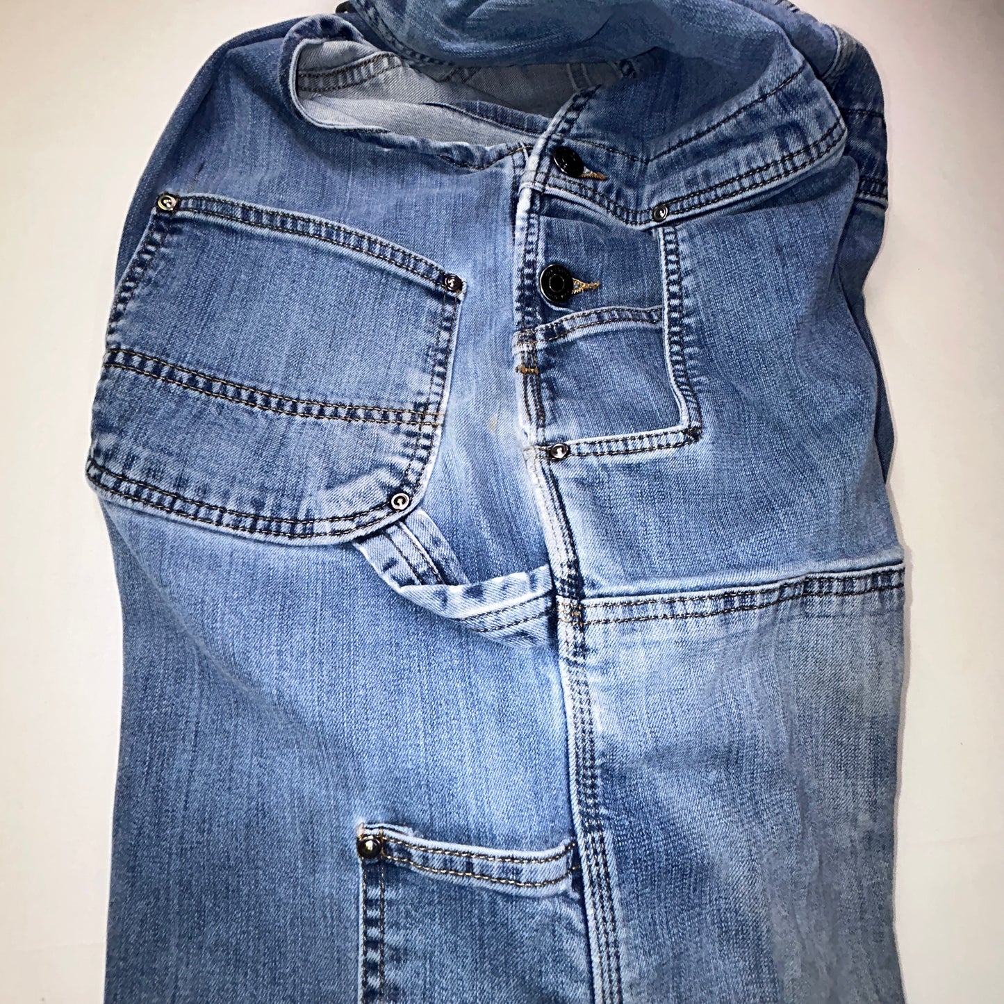 Carhartt Bib Overalls Men's 44x30 Light Wash Denim Carpenter Workwear Y2K