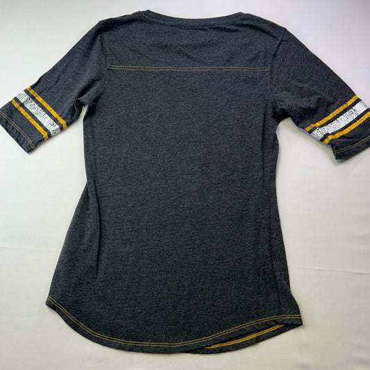 University of Iowa Hawkeyes Women's V-Neck Football Style Tee Gray Size Small