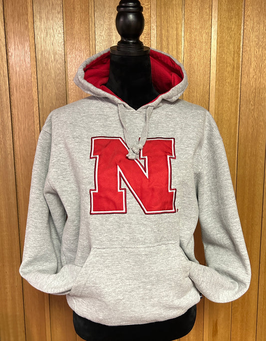 Nebraska Cornhuskers Hoodie Small Gray Red J.America Sportswear Pullover Sweatshirt