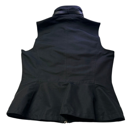 Lauren Ralph Lauren Utility Vest Womens Medium Black Zip Front Belted Collar Safari