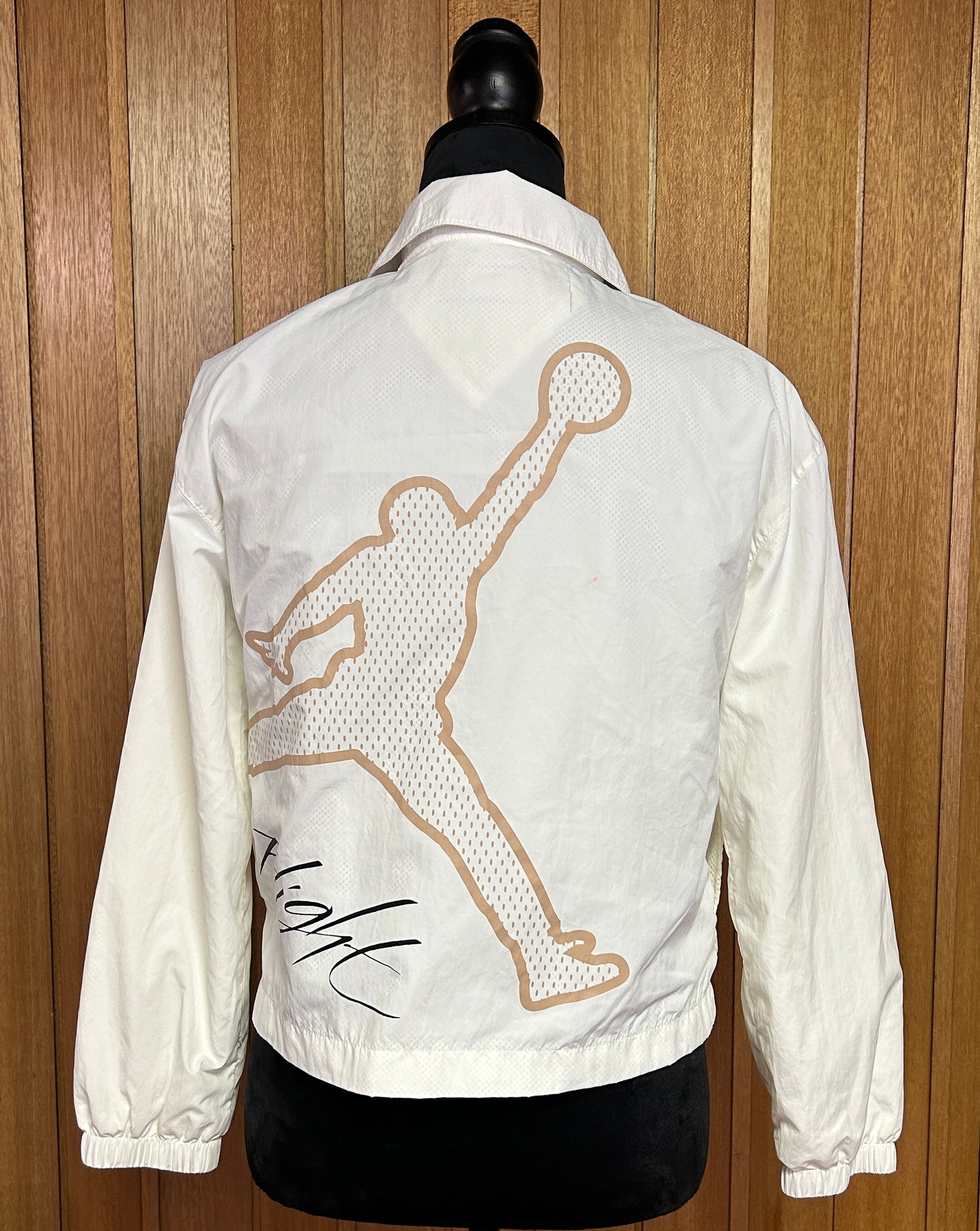 Nike Jordan Flight Windbreaker Jacket White Youth Large Jumpman Snap Front