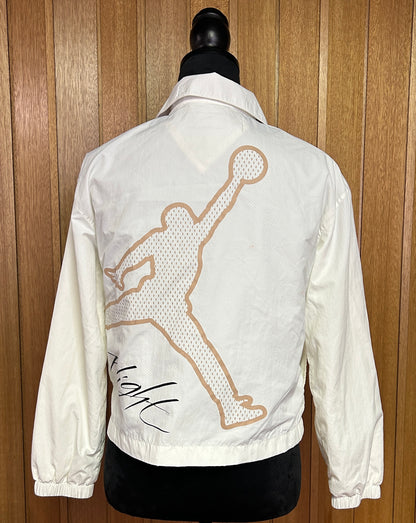 Nike Jordan Flight Windbreaker Jacket White Youth Large Jumpman Snap Front