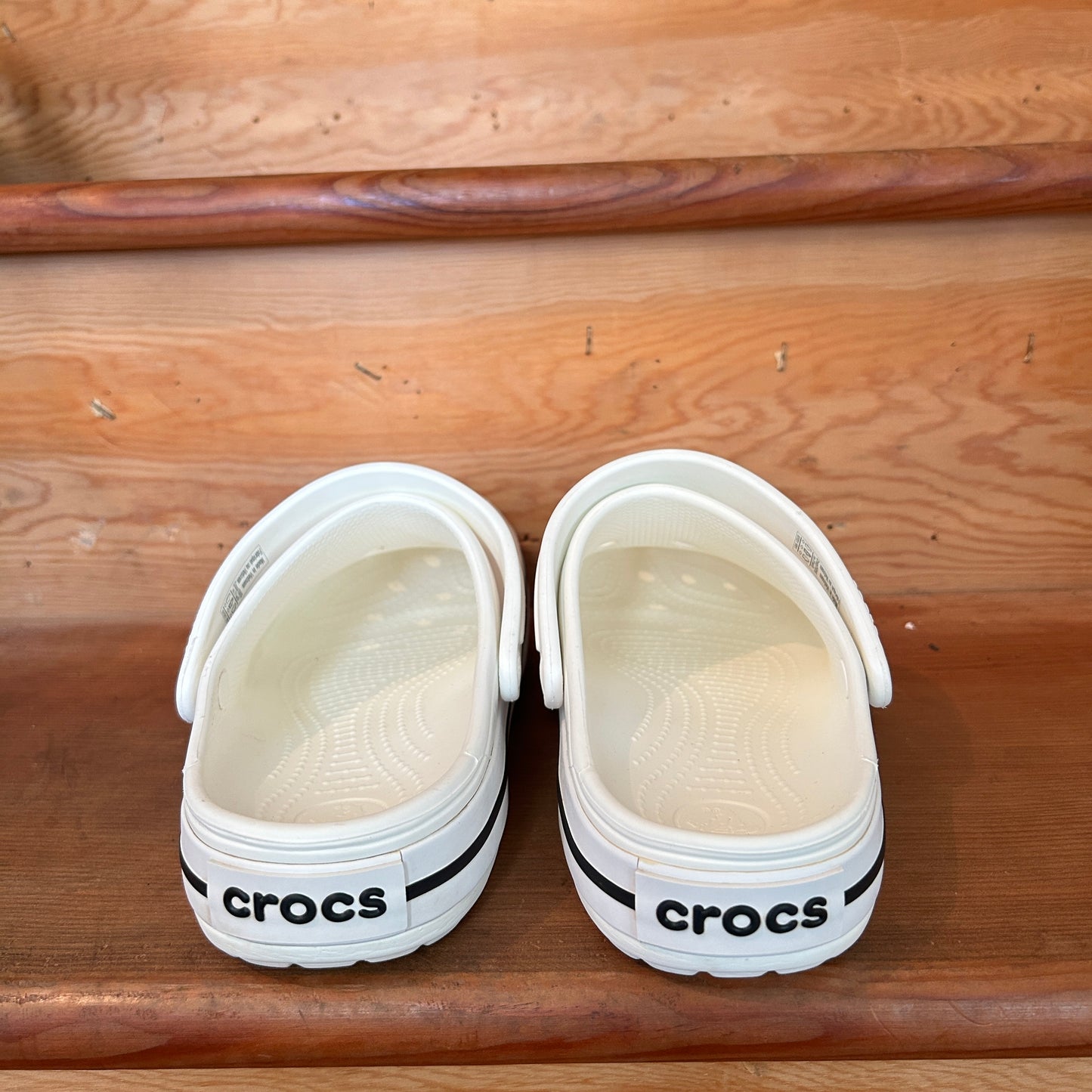 Crocs Classic Clog White Black Stripe Unisex Comfort Shoes Size M7 W9 Preowned
