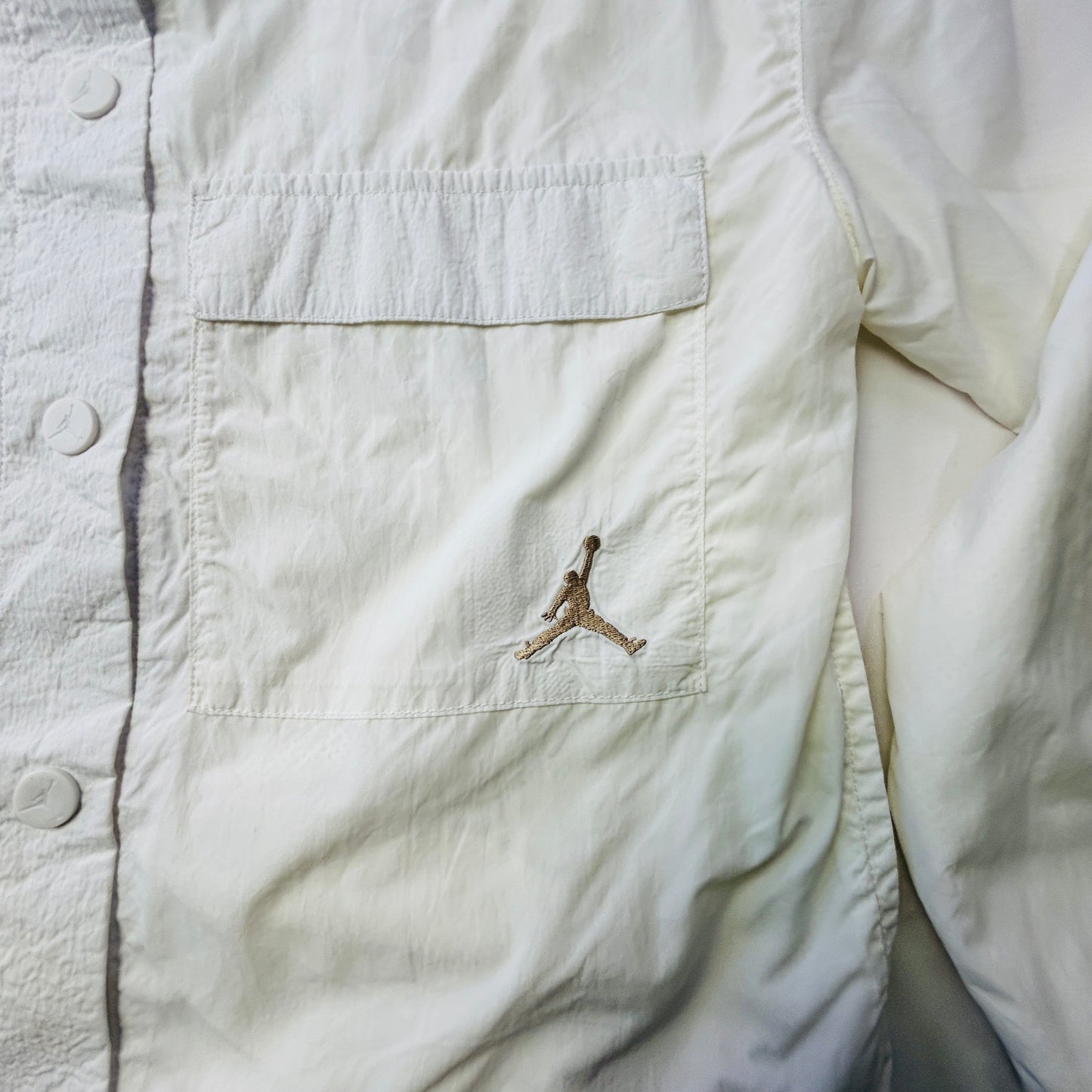 Nike Jordan Flight Windbreaker Jacket White Youth Large Jumpman Snap Front