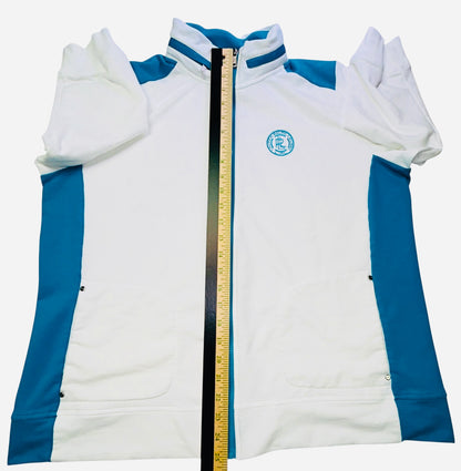 Lauren Ralph Lauren Active Jacket Womens 1X White Blue Full Zip Mock Neck Athletic