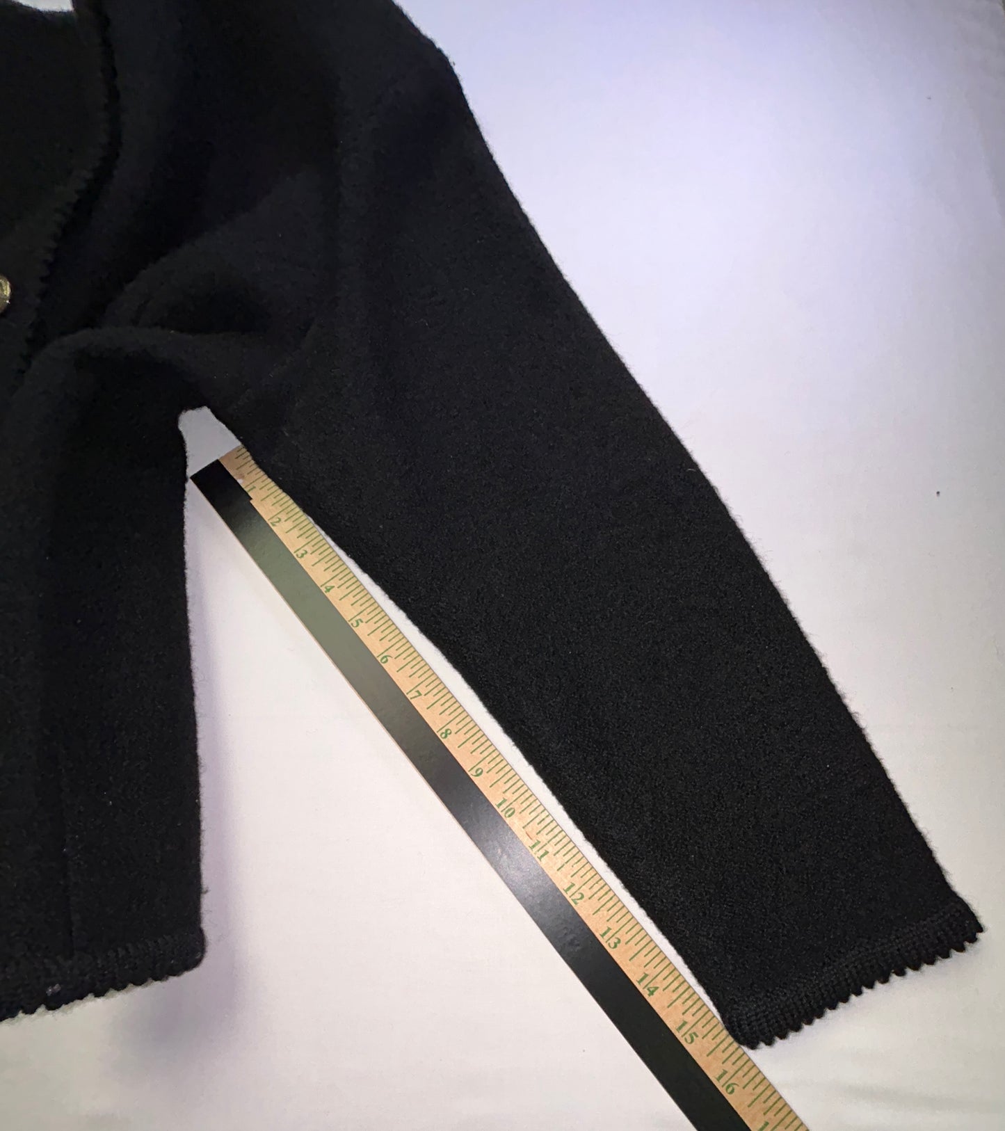 Vintage Tally-Ho Black Knit Cardigan Sweater Gold Button Front Women's