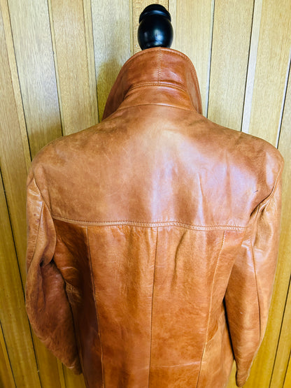 Vintage 70s Men's Cresco Leather Jacket Tan/Cognac Size 42 Men