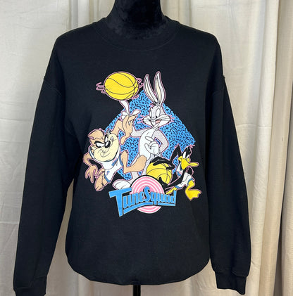 Looney Tunes Tune Squad Sweatshirt Bugs Bunny Taz Daffy Black Medium