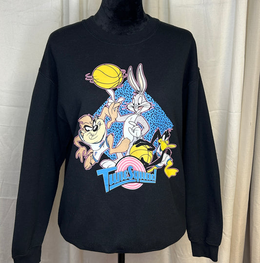 Looney Tunes Tune Squad Sweatshirt Bugs Bunny Taz Daffy Black Medium