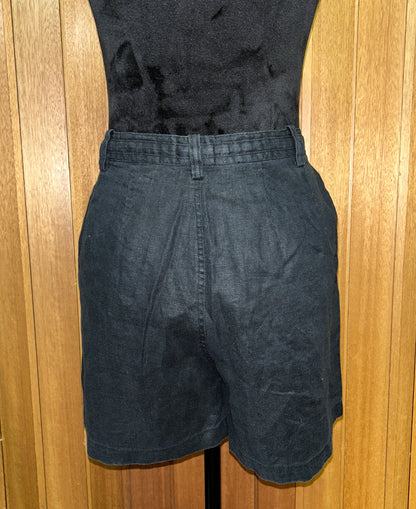 Eddie Bauer 100% Linen Shorts Women's Size 10 Black Drawstring Casual