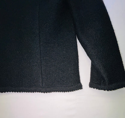 Vintage Tally-Ho Black Knit Cardigan Sweater Gold Button Front Women's