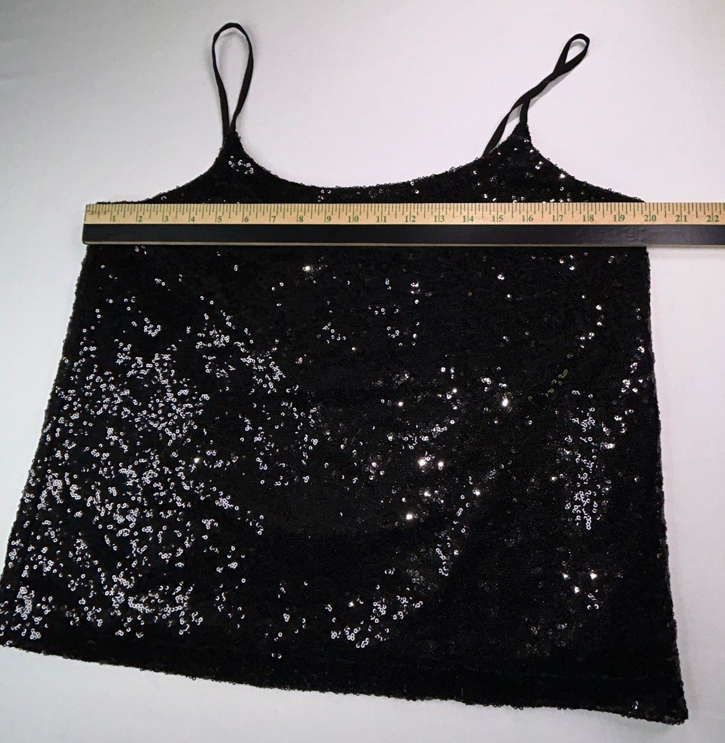 Joe Fresh Black Sequin Tank Top Women's Large Layered Party Holiday Cami