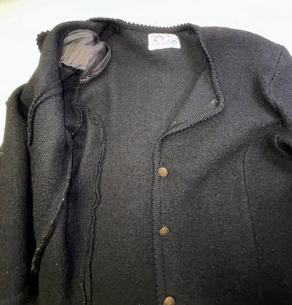Vintage Tally-Ho Black Knit Cardigan Sweater Gold Button Front Women's
