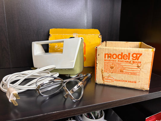 Vintage Hamilton Beach Model 97 Mixette Hand Mixer with Box & Manual – Working 1970 Kitchen Appliance