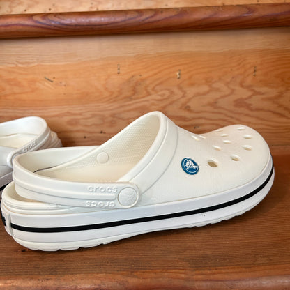 Crocs Classic Clog White Black Stripe Unisex Comfort Shoes Size M7 W9 Preowned