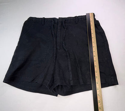Eddie Bauer 100% Linen Shorts Women's Size 10 Black Drawstring Casual